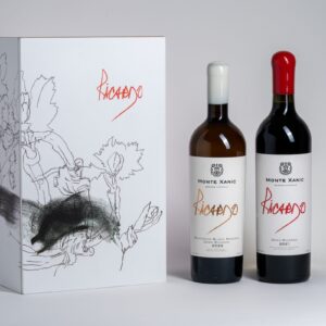 CAJA DE ARTE MAGALI LARA CON 2 BOTELLAS